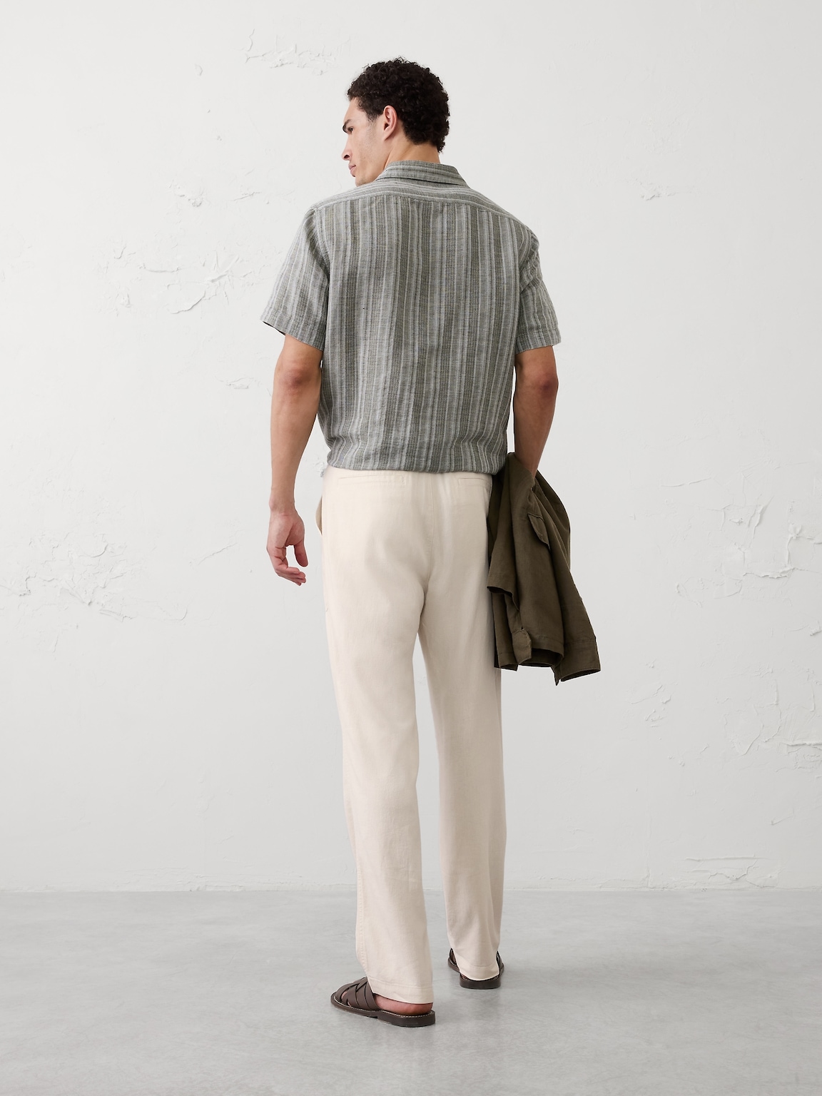 Straight-Fit Linen-Blend Pull-On Pant