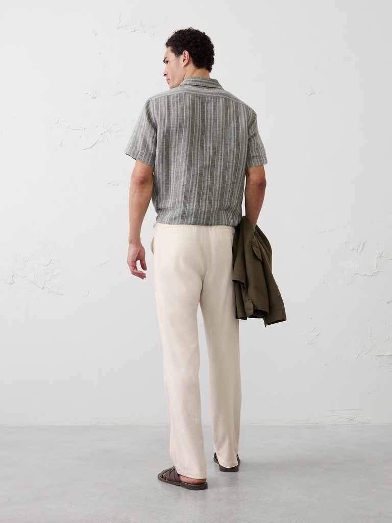 Straight-Fit Linen-Blend Pull-On Pant