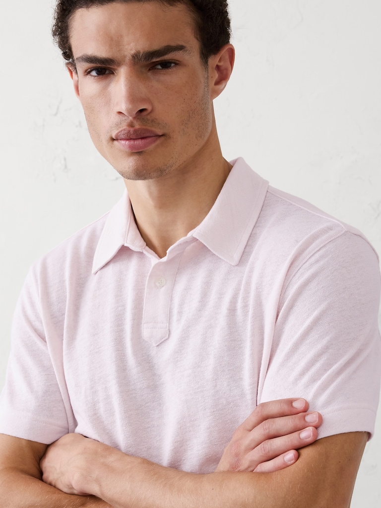 Slim-Fit Linen-Blend Polo