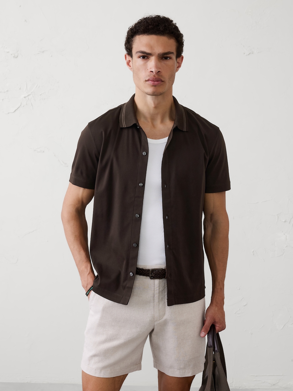 Standard-Fit Luxe Touch Button-Down Polo