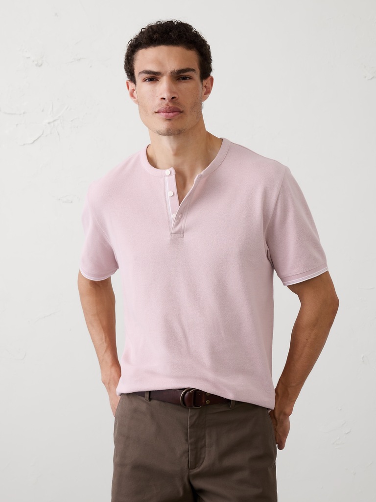Standard-Fit Textured Tipped Henley