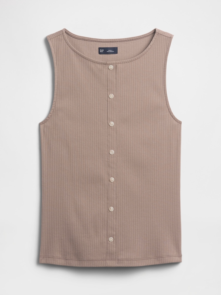 Ribbed Button-Up Top