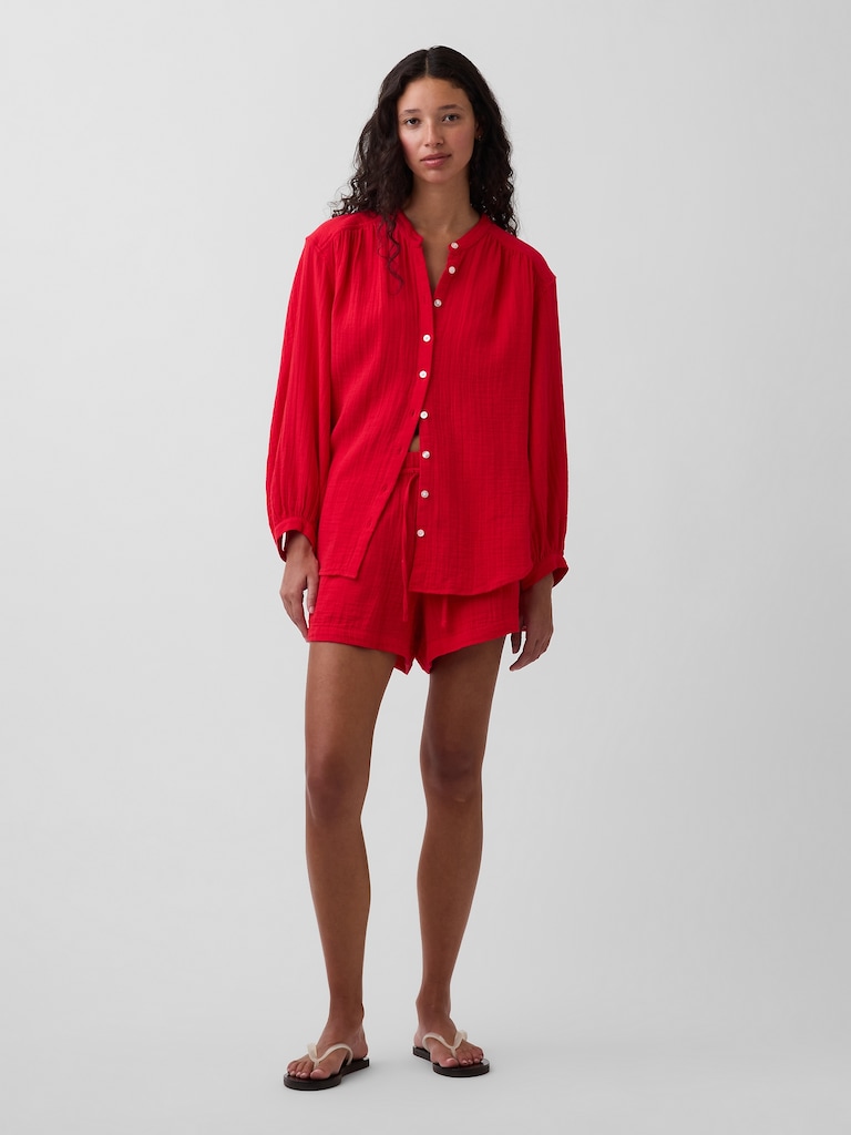 4" Mid Rise Cotton Gauze Easy Shorts