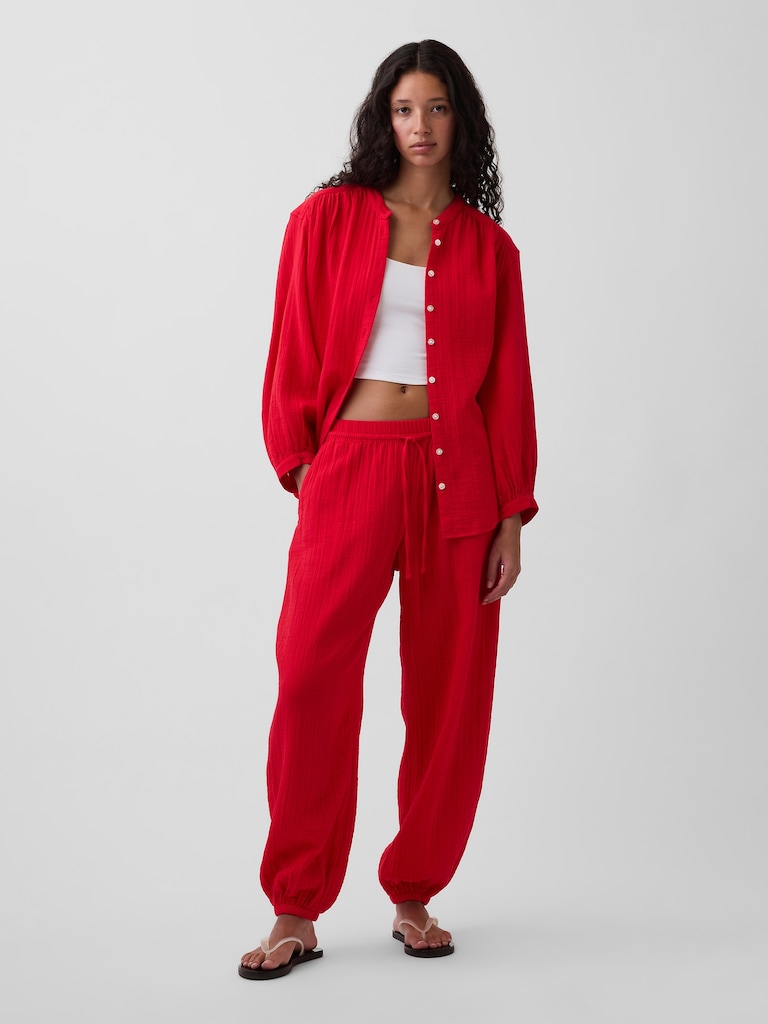 Pantalon de jogging en gaze de coton