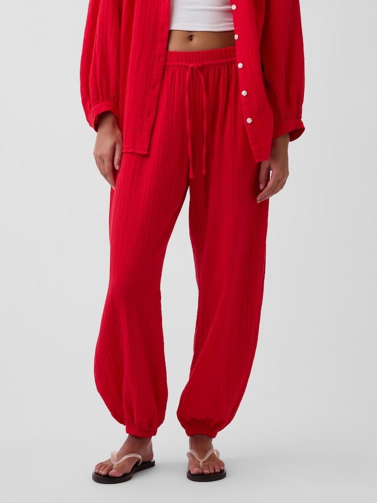 Pantalon de jogging en gaze de coton