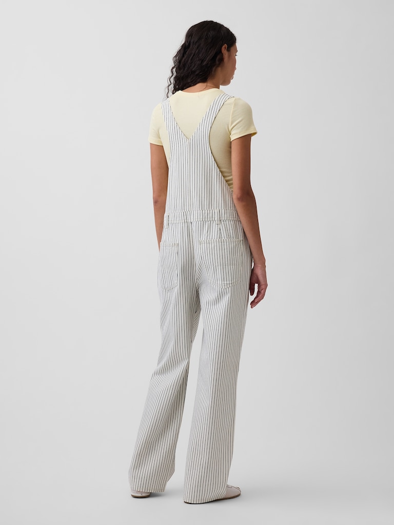 Relaxed Denim Stripe Overalls