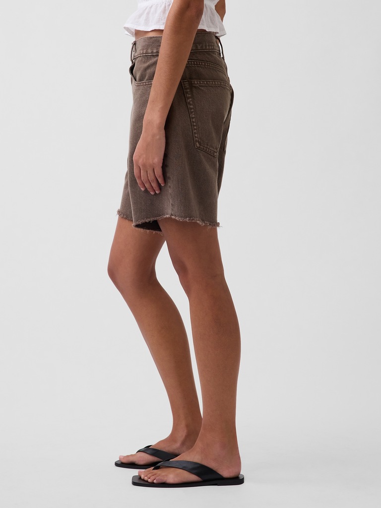 8" Mid Rise Loose Denim Bermuda Shorts