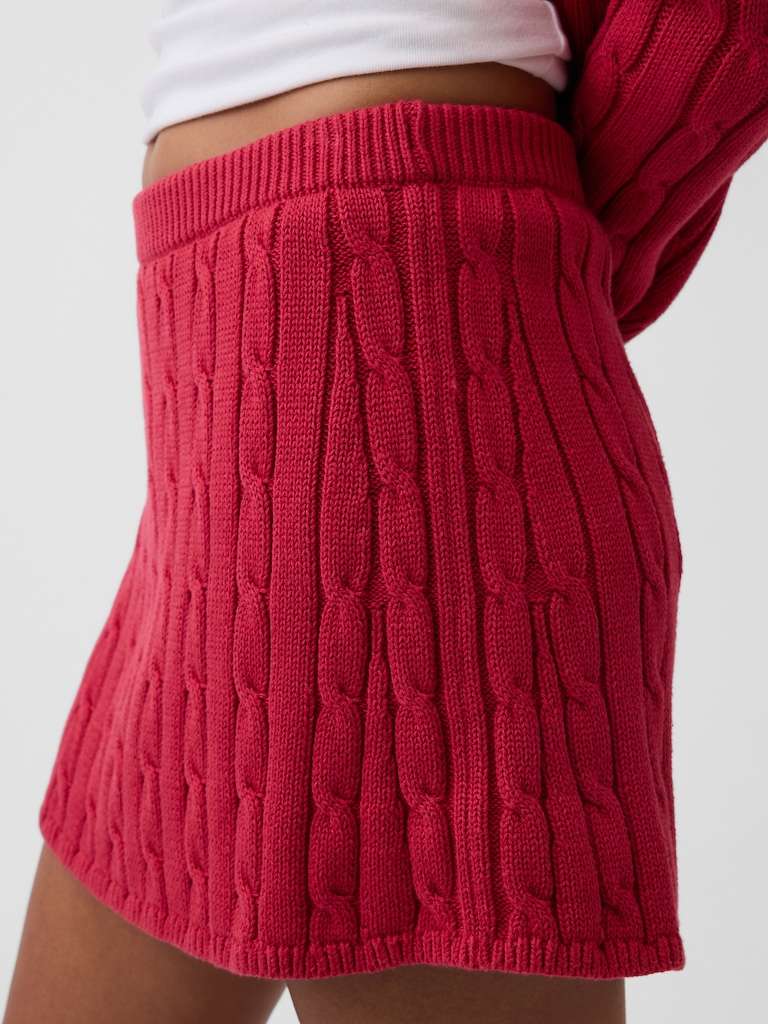 100% Cotton Cable-Knit Mini Skort