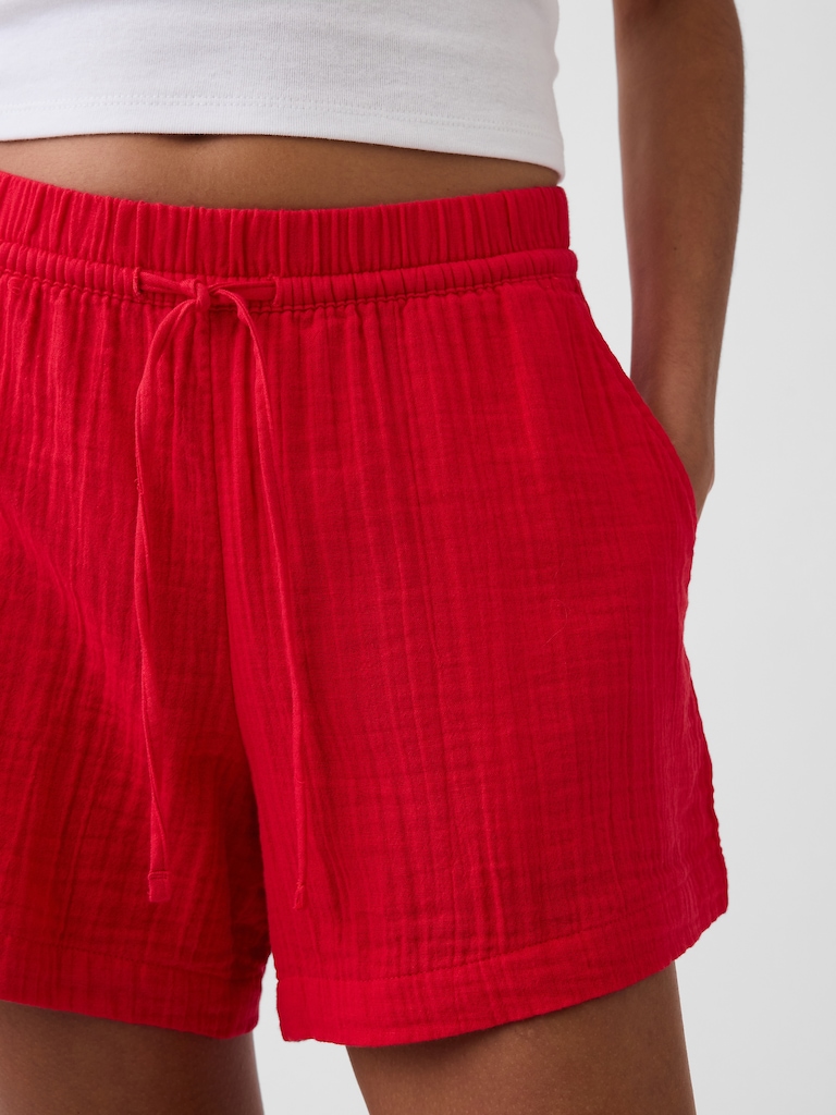 4" Mid Rise Cotton Gauze Easy Shorts