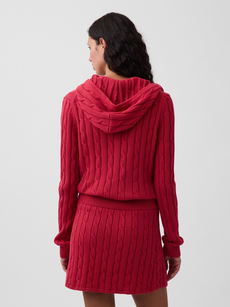100% Cotton Cable-Knit Zip Cardigan