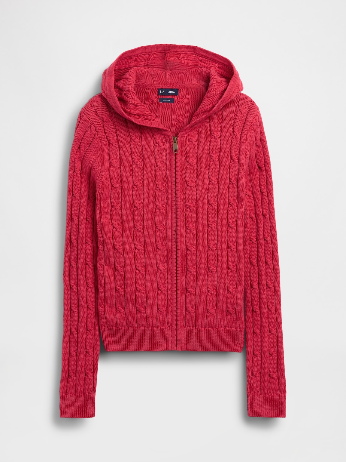 100% Cotton Cable-Knit Zip Cardigan