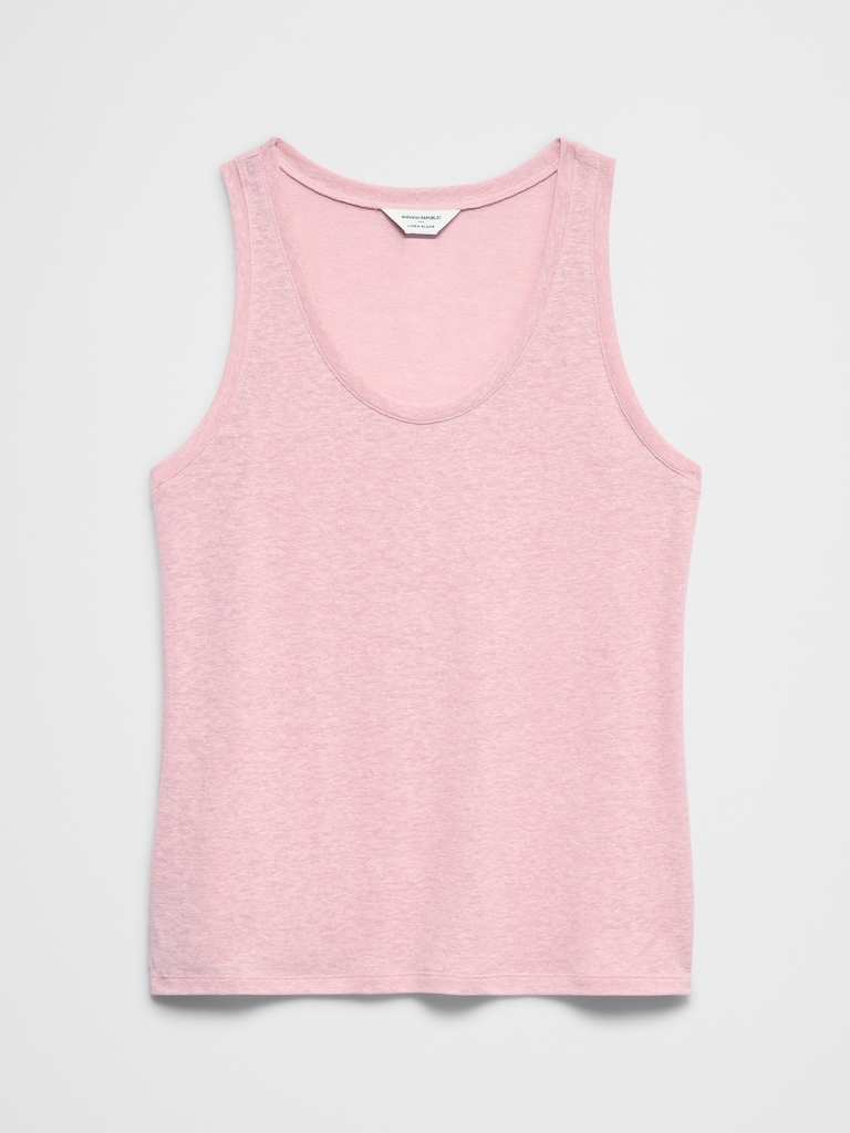 Linen-Blend Scoop-Neck Tank