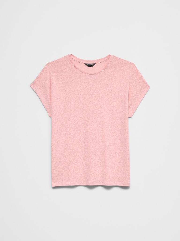 Linen-Blend Cap-Sleeve T-Shirt