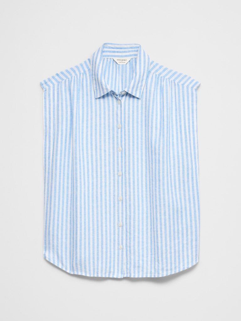 Linen-Blend Pleated Shirt