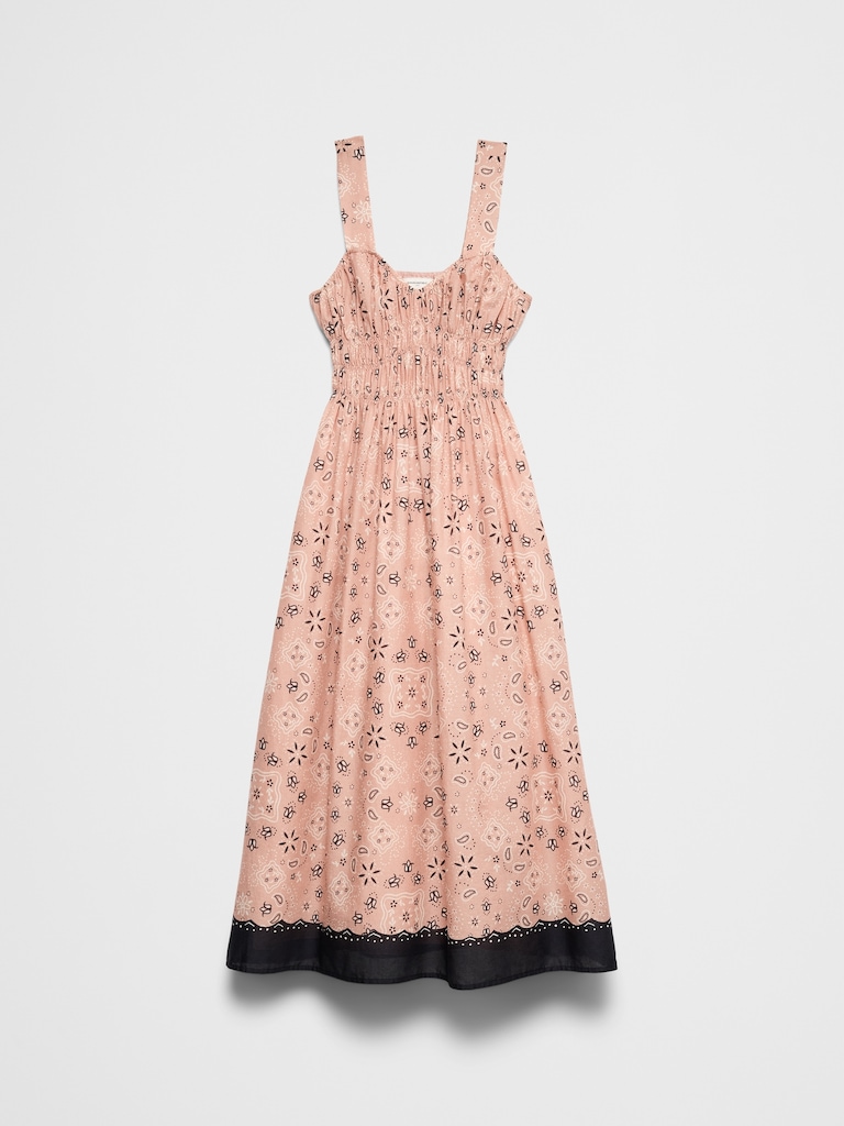 Voile Shirred-Bust Midi Dress