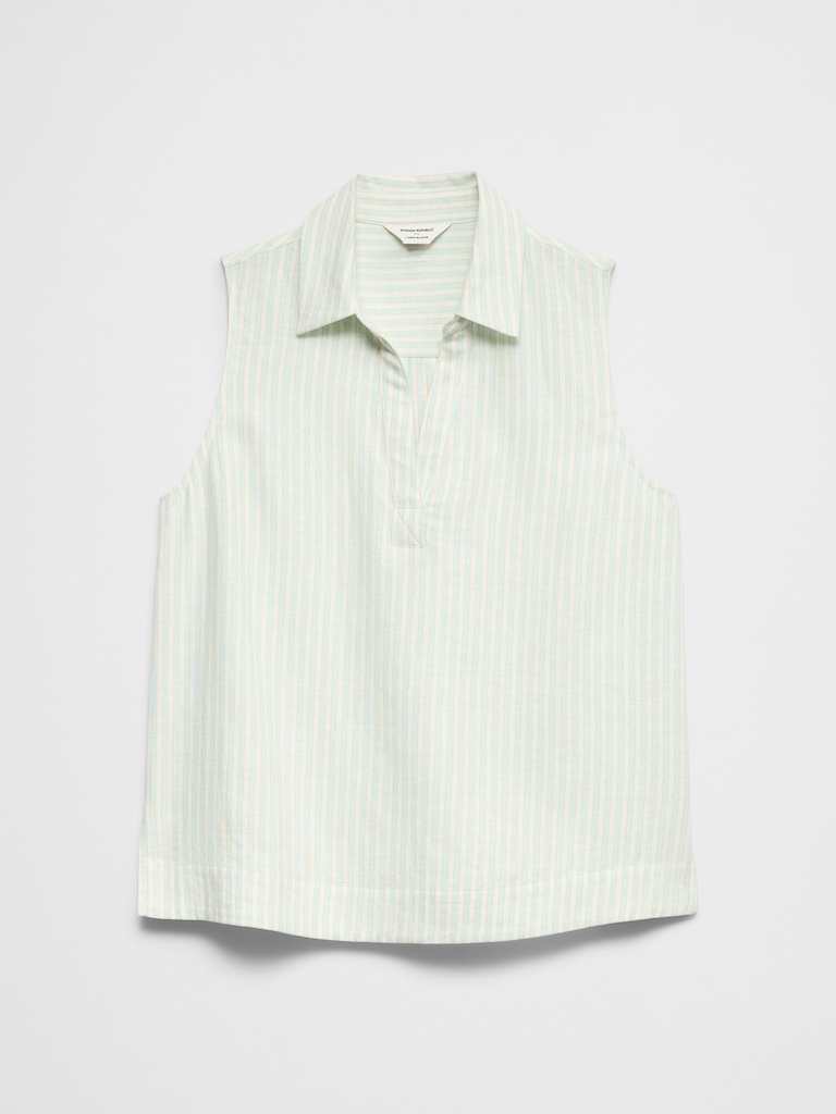 Linen-Blend Popover Top