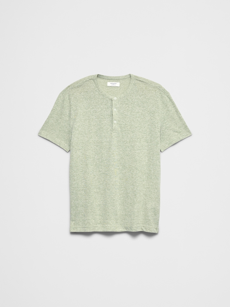 Standard-Fit Linen-Blend Henley