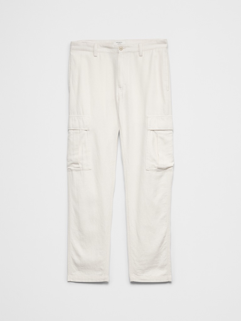 Slim-Straight Linen-Blend Cargos