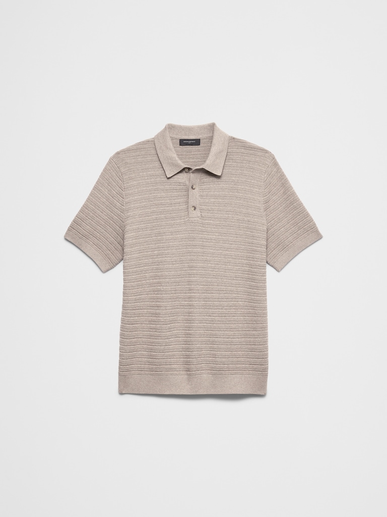 Textured Striped Sweater Polo