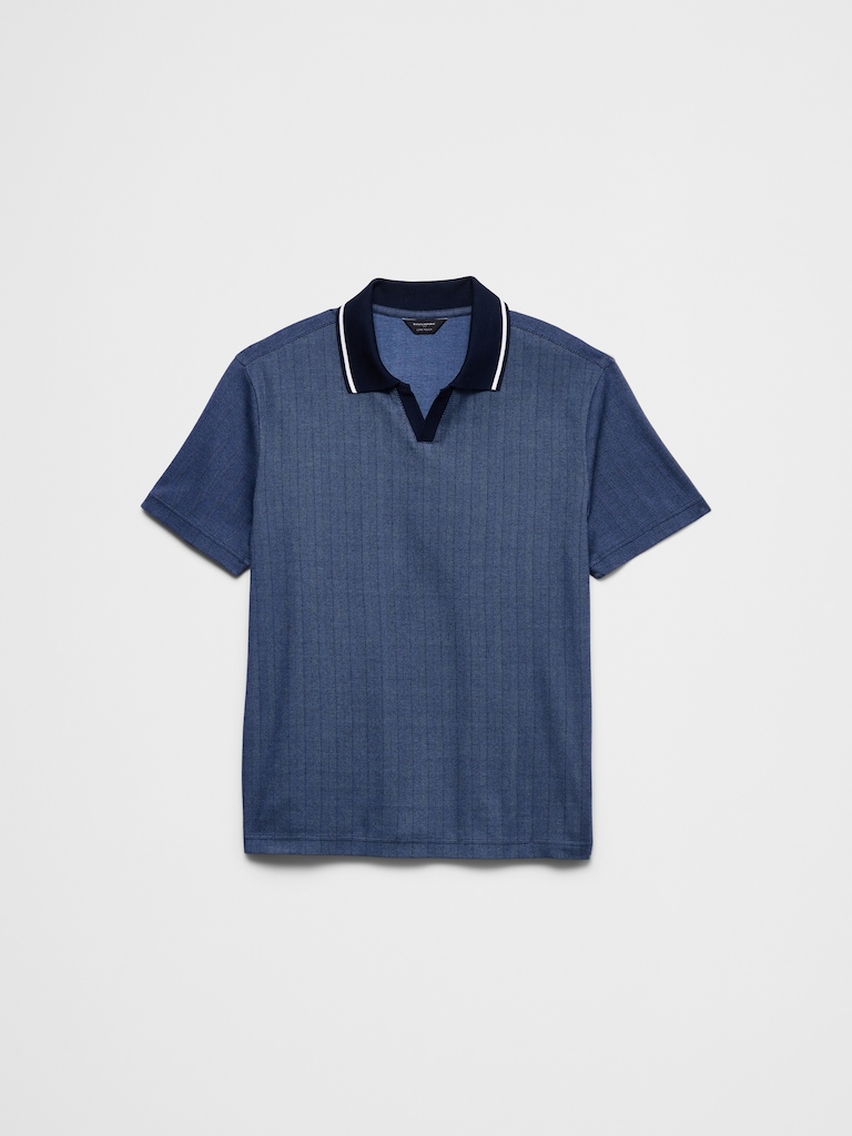 Standard-Fit Luxe Touch Johnny-Collar Polo