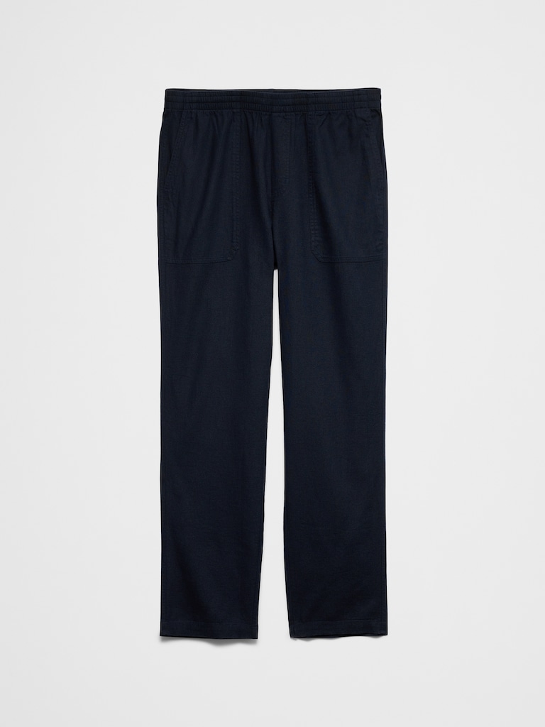 Straight-Fit Linen-Blend Pull-On Pant