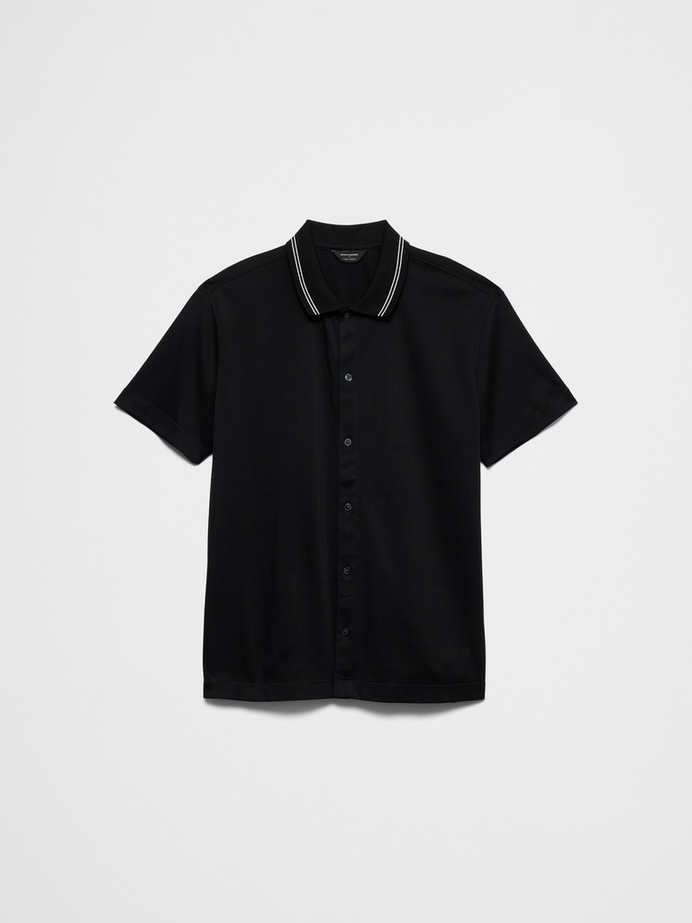 Standard-Fit Luxe Touch Button-Down Polo