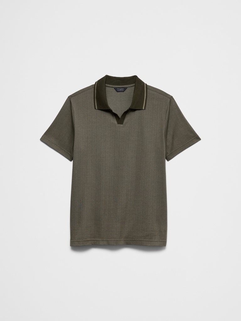 Slim-Fit Luxe Touch Johnny-Collar Polo