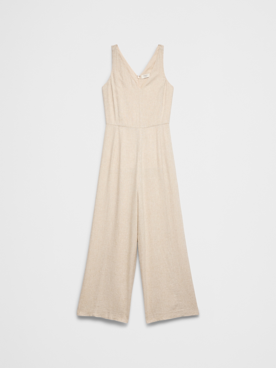 Linen-Blend V-Neck Jumpsuit