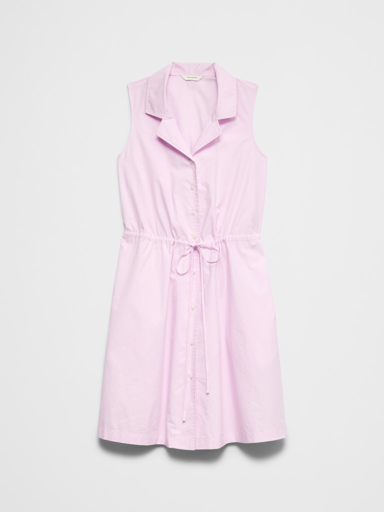 Cinched Poplin Above-Knee Shirtdress