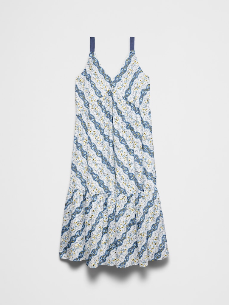 Silky Slub Empire-Tiered Midi Dress