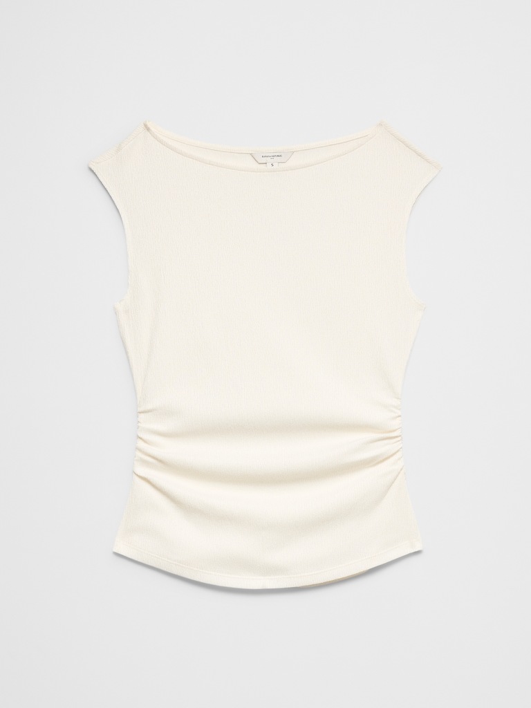 Textured Smocked Ruched Top