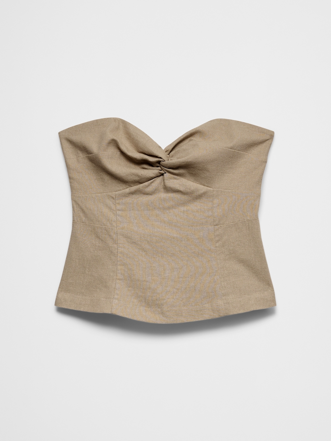 Linen-Blend Strapless Knot-Front Top
