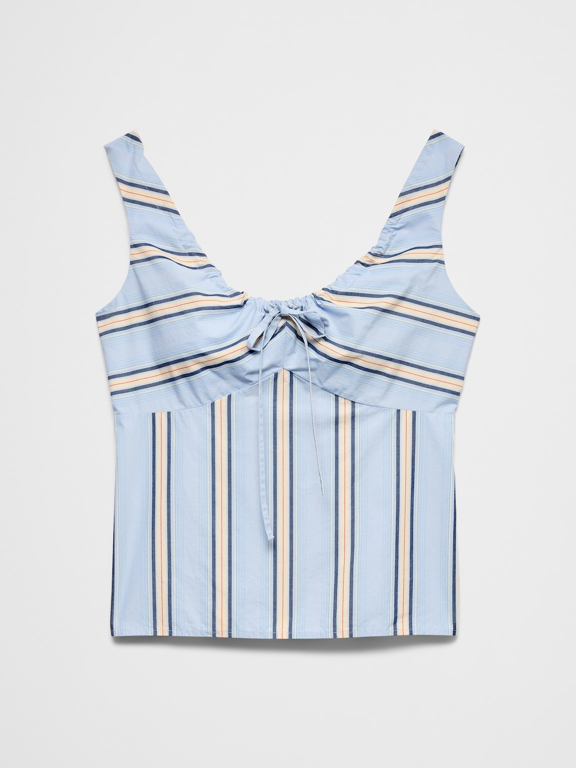 Poplin Cinched Neck-Tie Top
