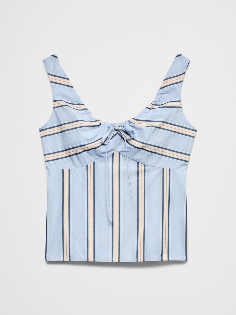 Poplin Cinched Bust-Tie Top