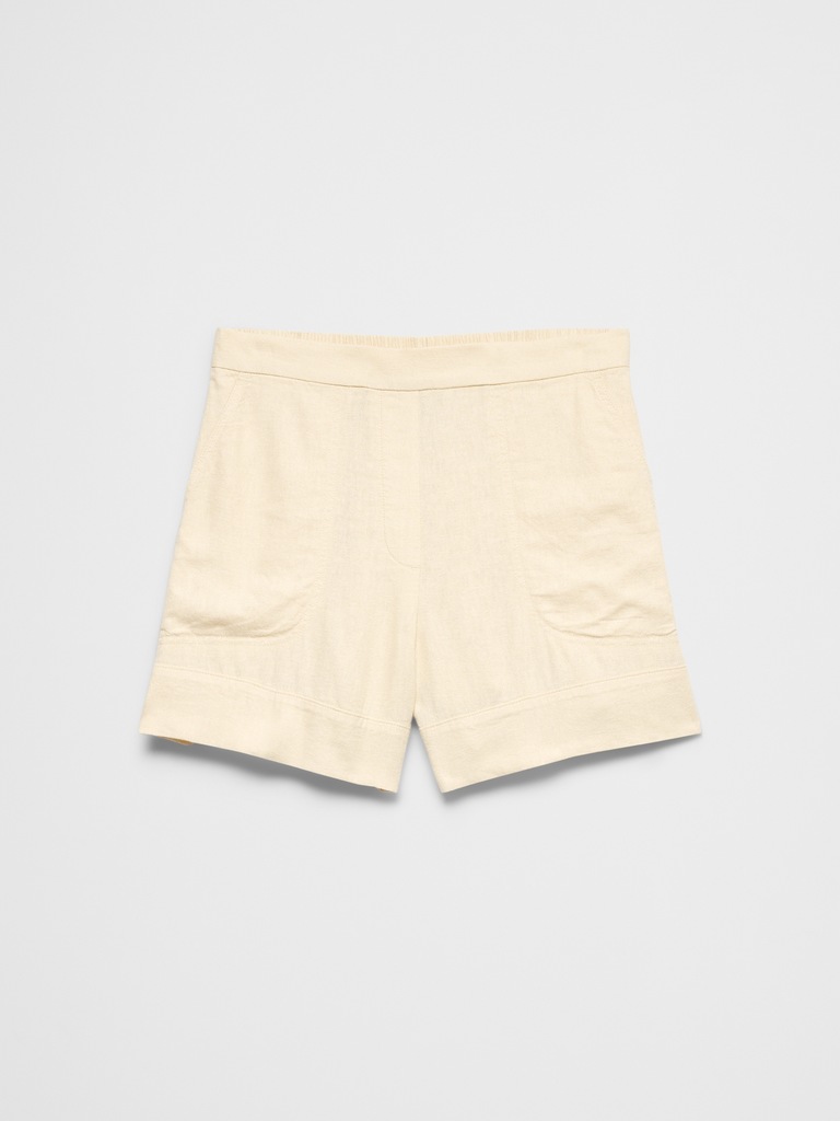 High-Rise Linen-Blend Pull-On Short