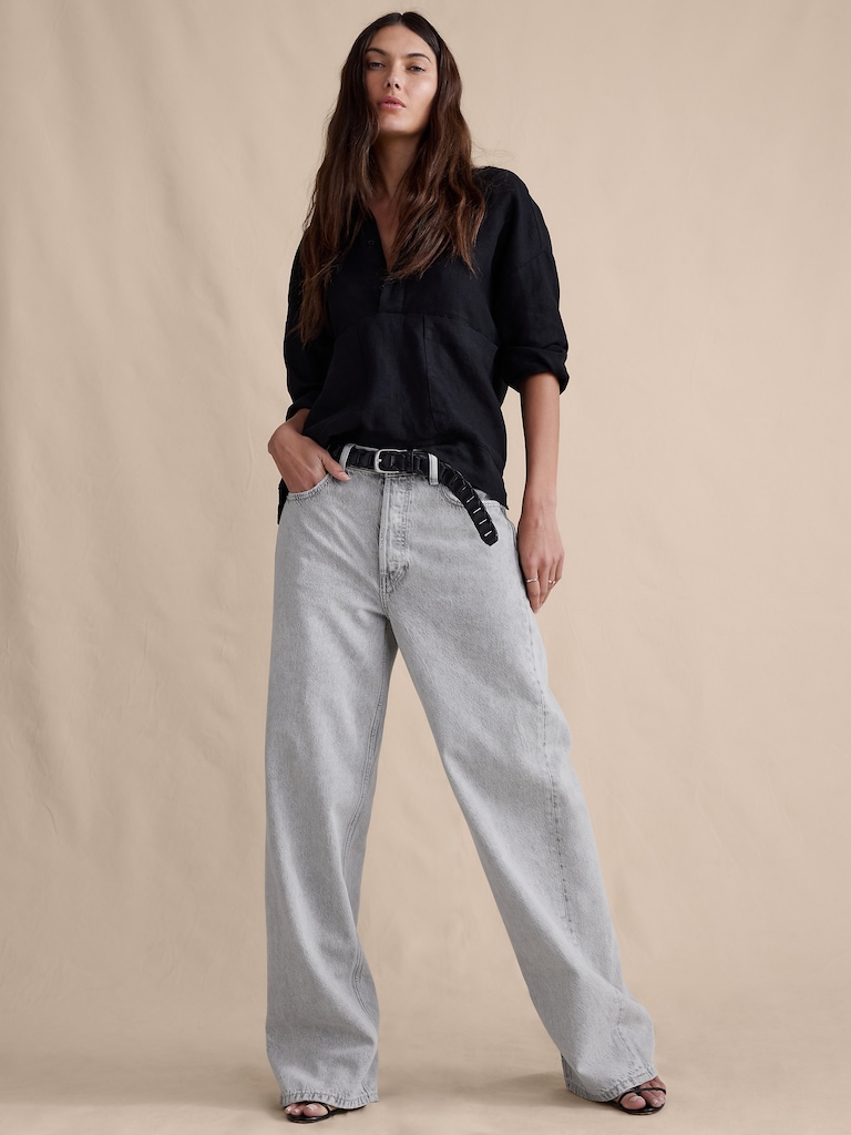 Mid-Rise Baggy-Straight Lightweight Jean