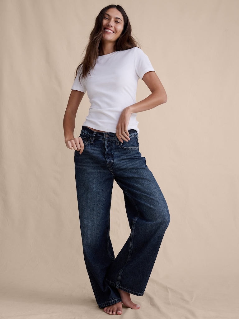Mid-Rise Baggy-Straight Lightweight Jean