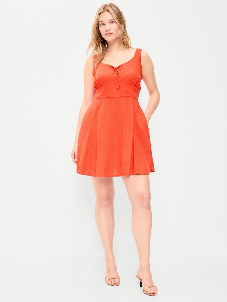 Fit & Flare Linen Mini Dress