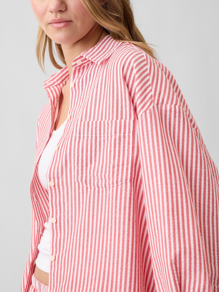 Oversized Shirt in Seersucker