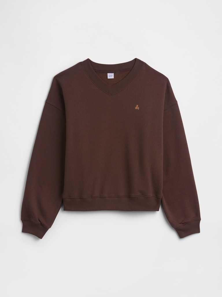 Oversized Brannan Bear Wedge V-Neck Sweatshirt