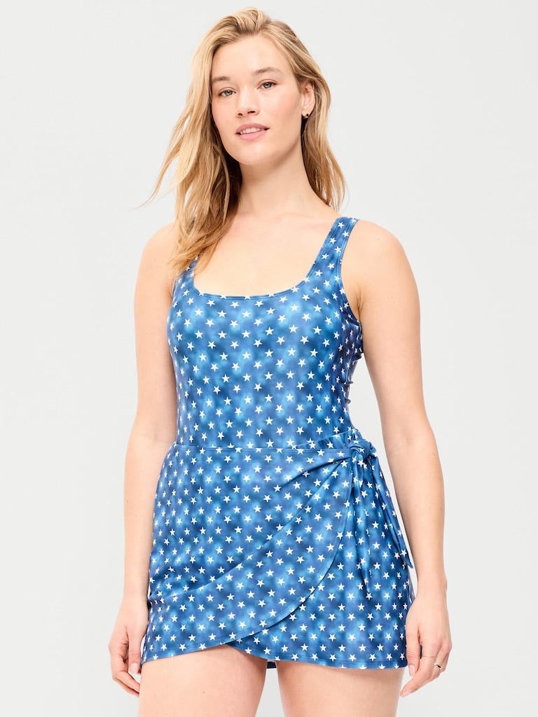 Matte Side-Tie Swim Dress