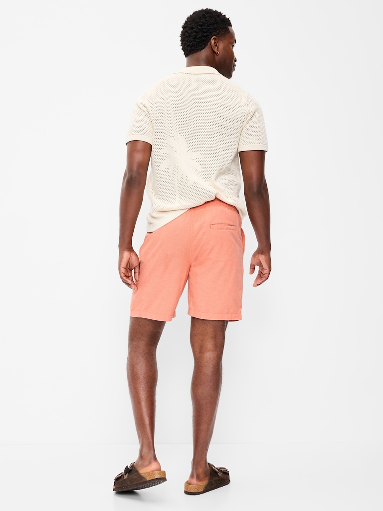 Linen-Blend Jogger Shorts -- 7-inch inseam