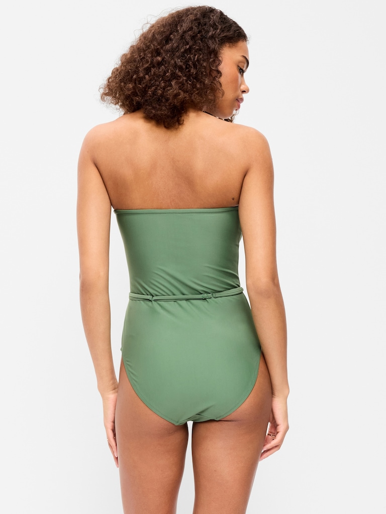 Strapless Belted One-Piece Swimsuit