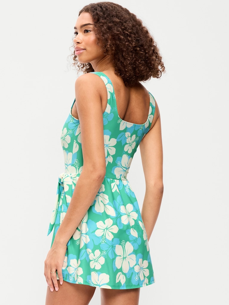 Matte Side-Tie Swim Dress