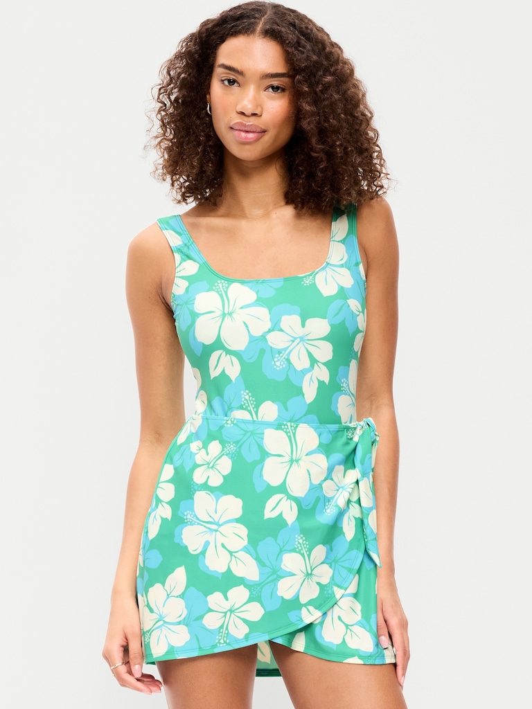 Matte Side-Tie Swim Dress