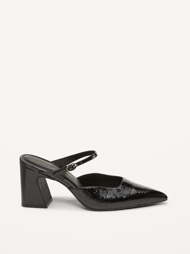 Buckle-Strap Mule Heels for Women