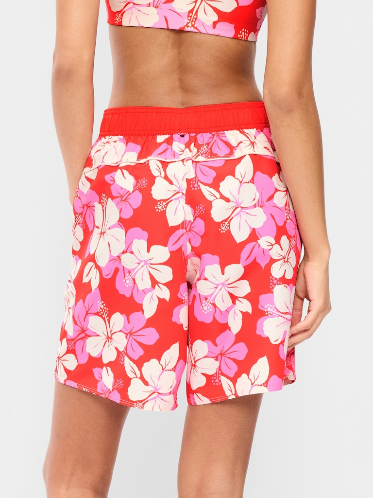 Mid-Rise Loose Swim Board Shorts