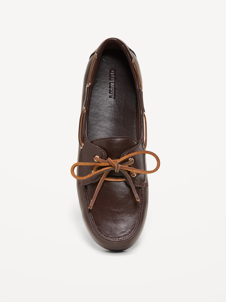 Faux-Leather Boat Shoes for Women