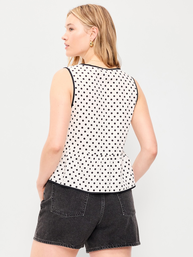 Tie-Front Peplum Tank Top
