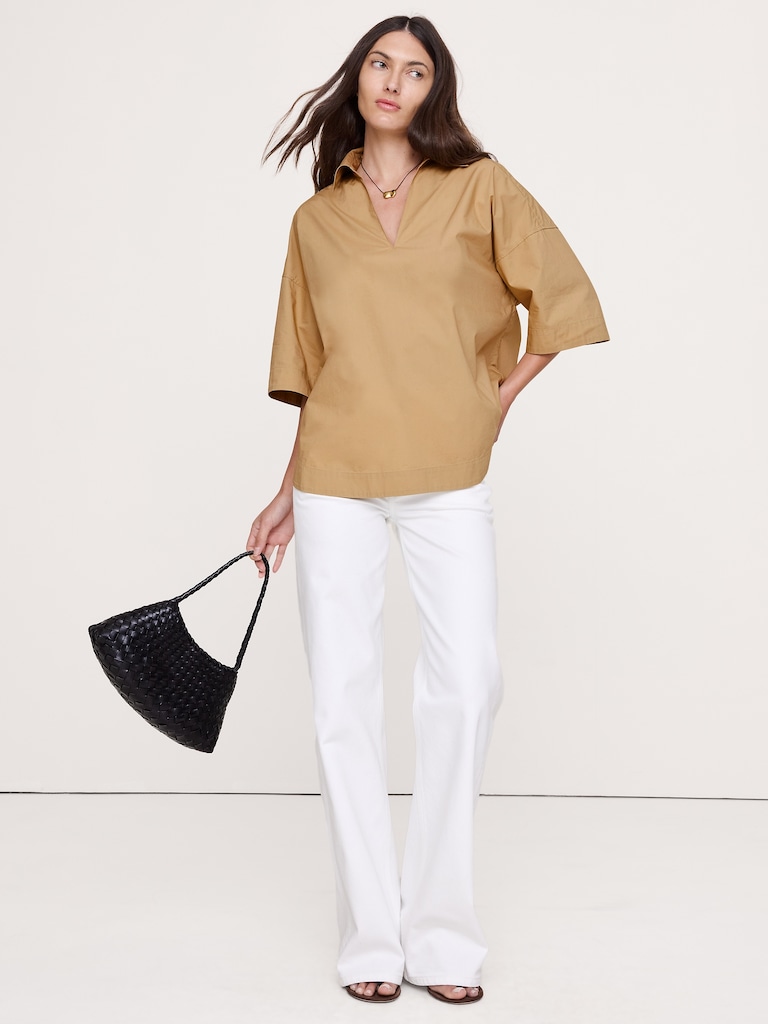 Cotton Poplin Popover Tunic